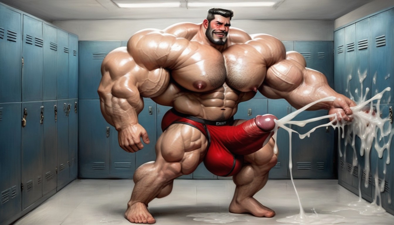 Hyper Muscle, Blushing Face, Gigantic AI Gay Porn