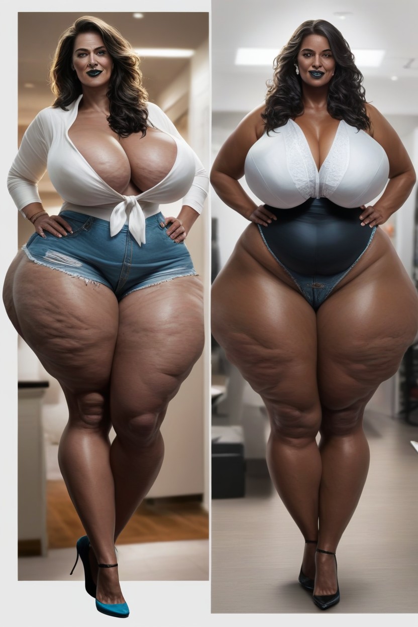 Naked, Curly, Black Hair AI Porn