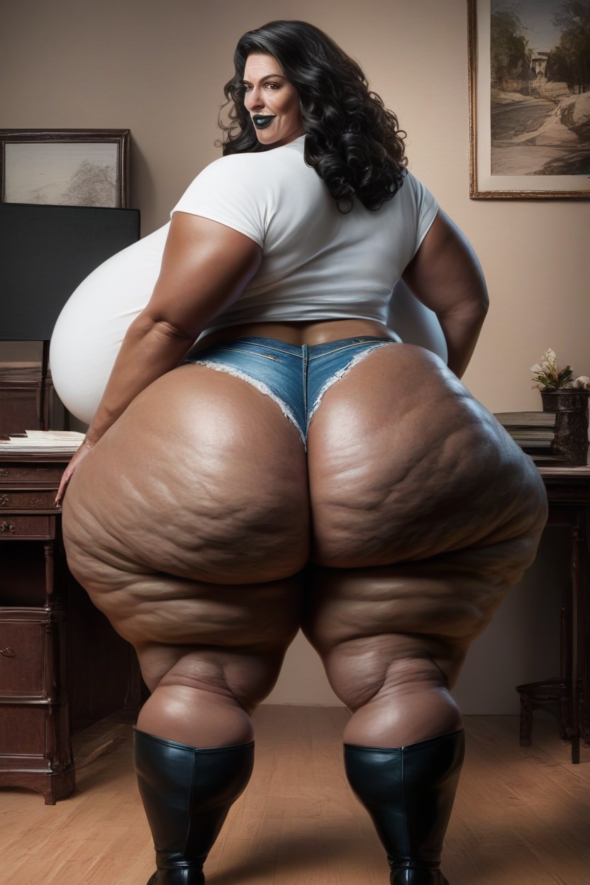 Booty Cheeks Extremely Huge, Gigantic Fake Booty Like, Extremely Wide Hips AI Porn
