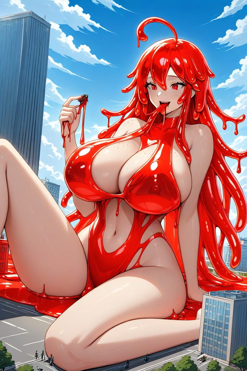 Red Liquid Dripping From Mouth, Red Liquid Rain, Red Liquid Everywhere AI Porn
