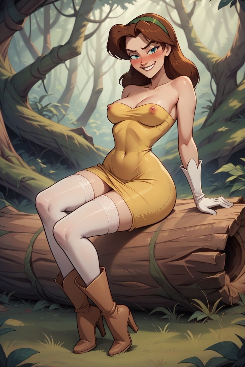 Brunette, Posing Sexy, Best Detailed Hair AI Porn