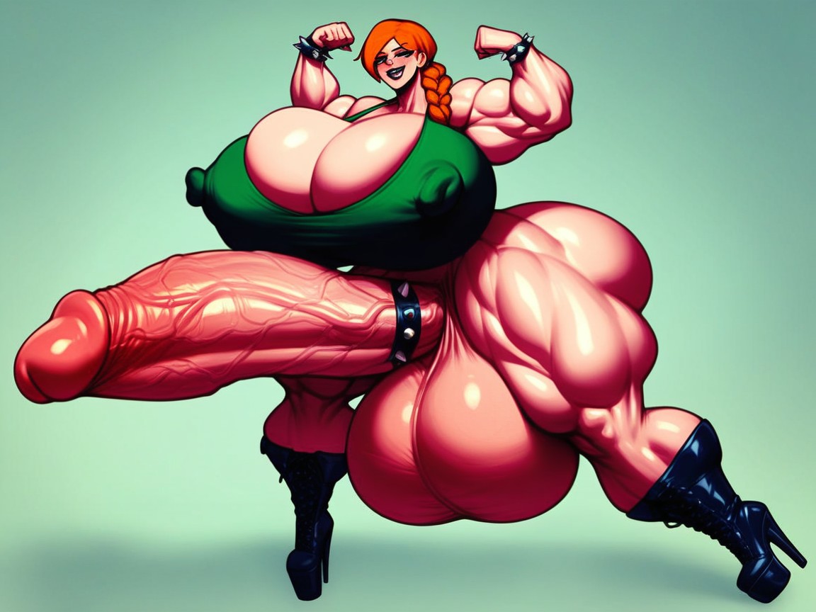 Massive Huge Cock, High Heel Boots, Thick Thighs Shemale AI Porn