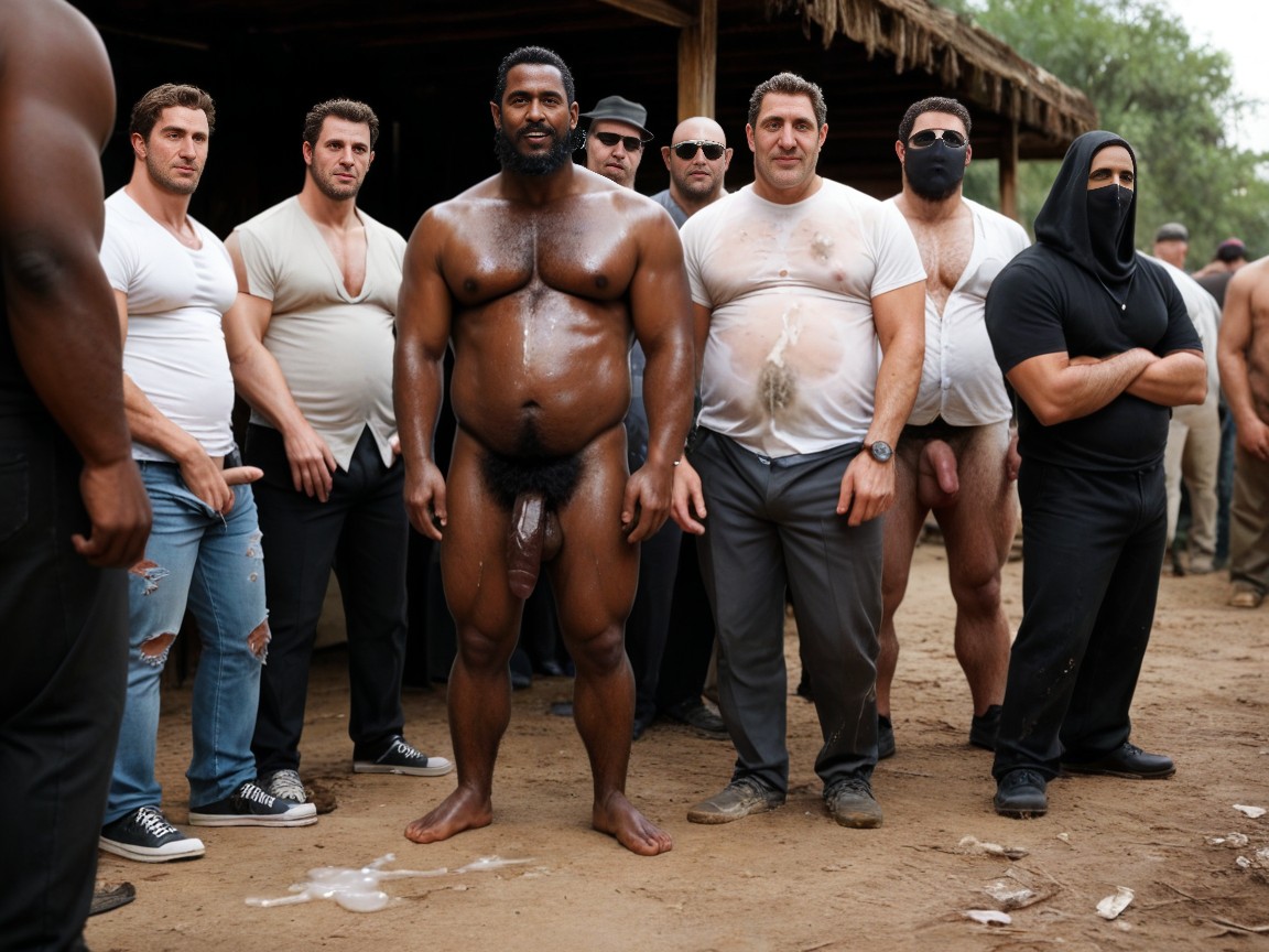 Black Hair, African, Puddles Of Cum On The Ground AI Gay Porn