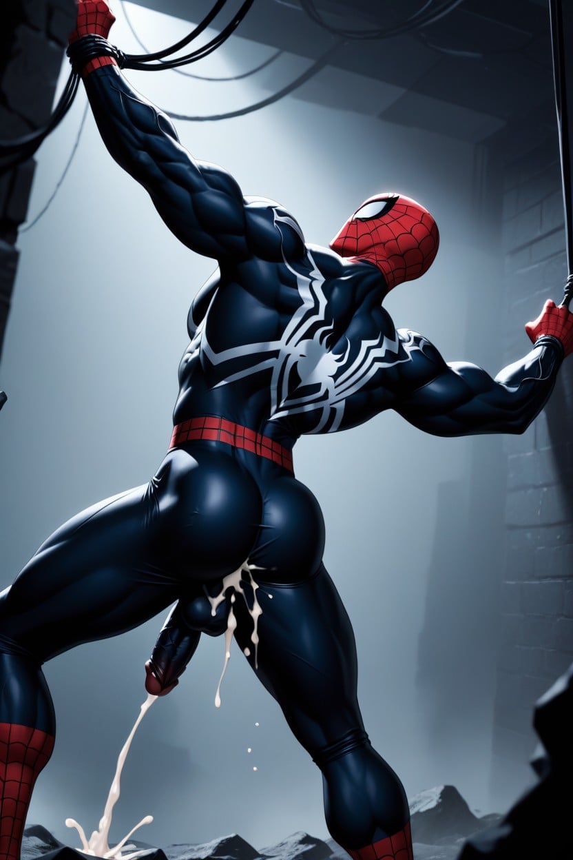 Deep Penetration, Black Spider Suit, Pecs Exposed 게이 AI 야짤
