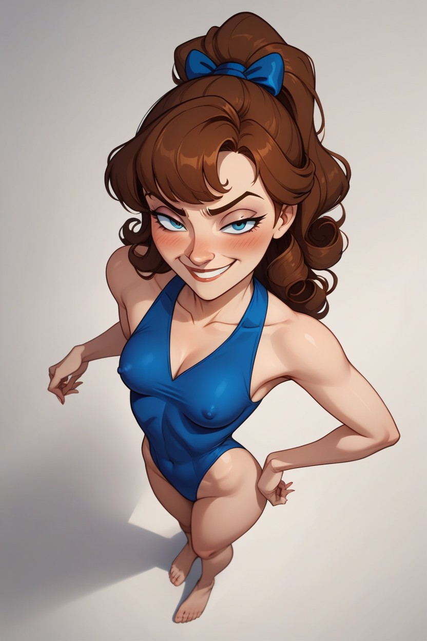 Natural Breasts, Hips, Simple Background AI Porn
