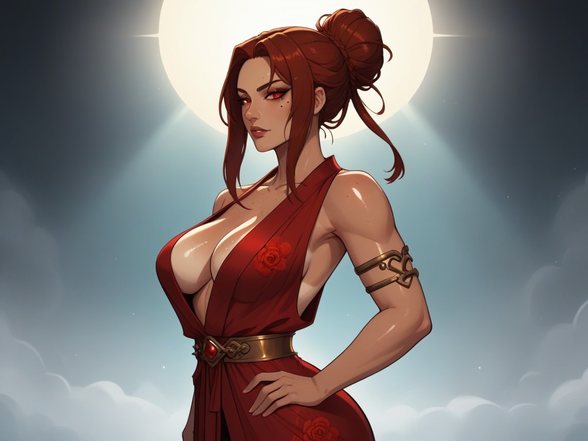 Hair Bun, Long Shoulder Width, Light Tan Skin AI Porn