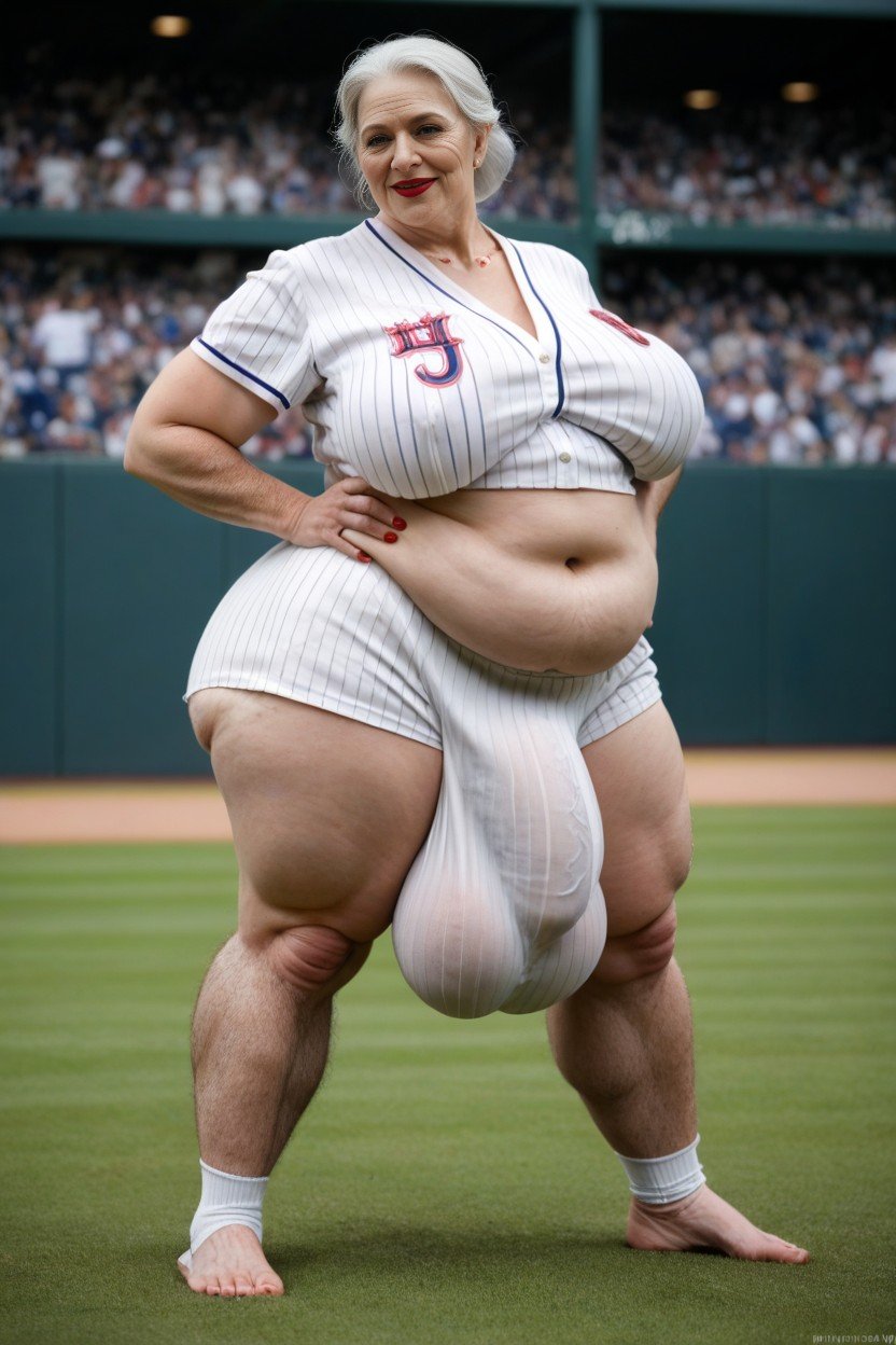 Uniforme De Beisebol, Obese, Gigantic Ass Travesti IA Pornô