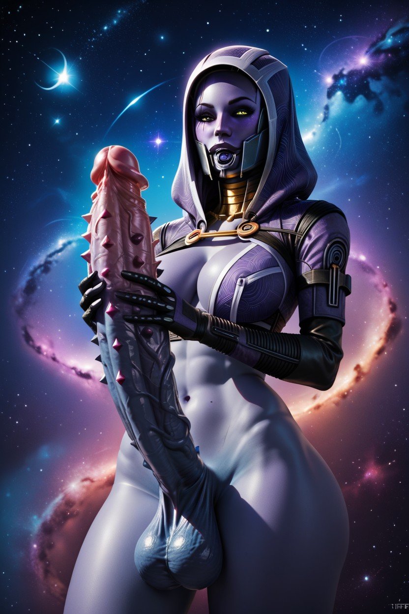 Tali'zorah Nar Rayyamass Effect, Blue Skin, Holding CockPorno IA transsexuelle