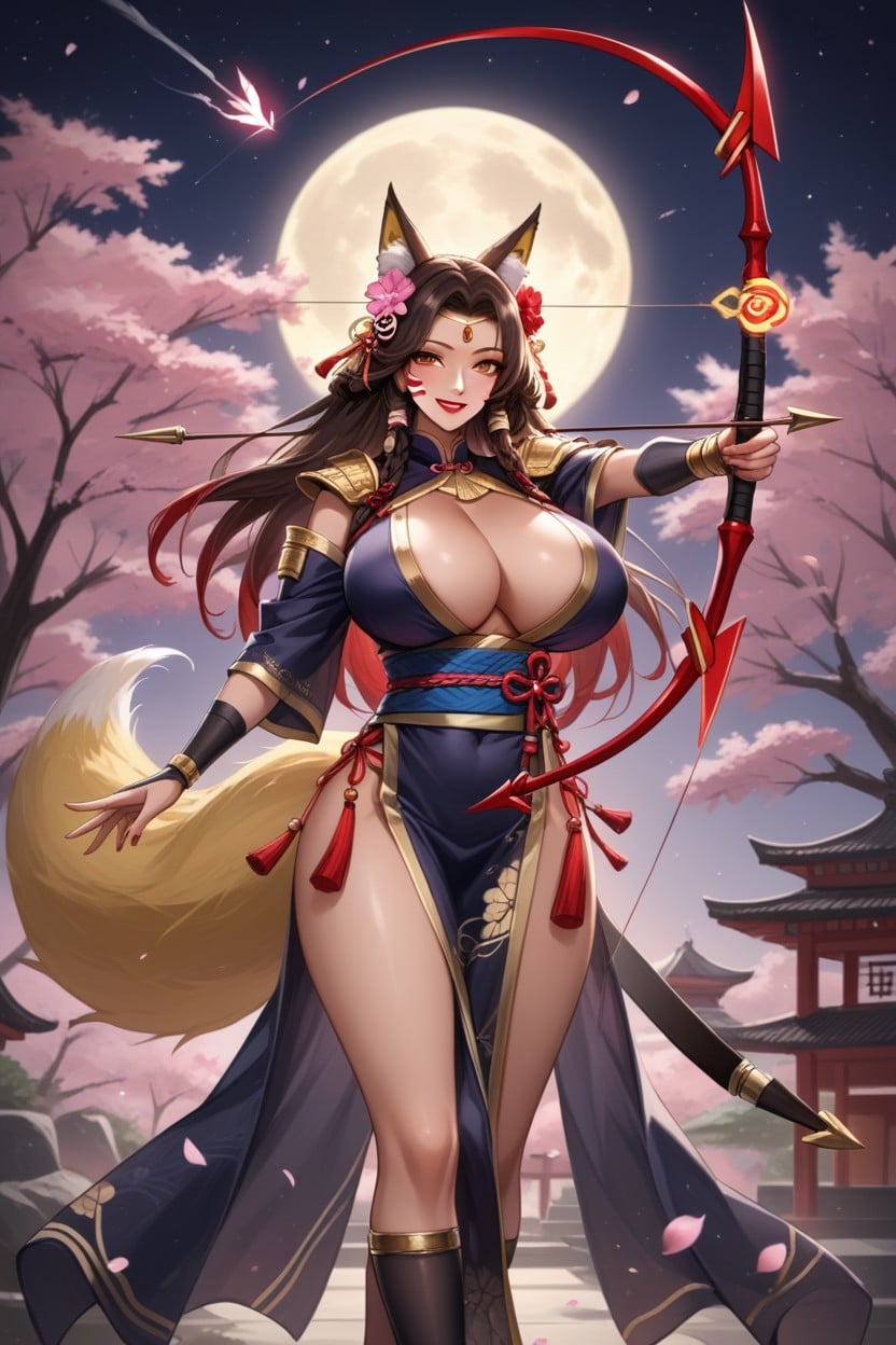 Wide Hips, Korean Dress, Red Lipstick Hentai AI Porn