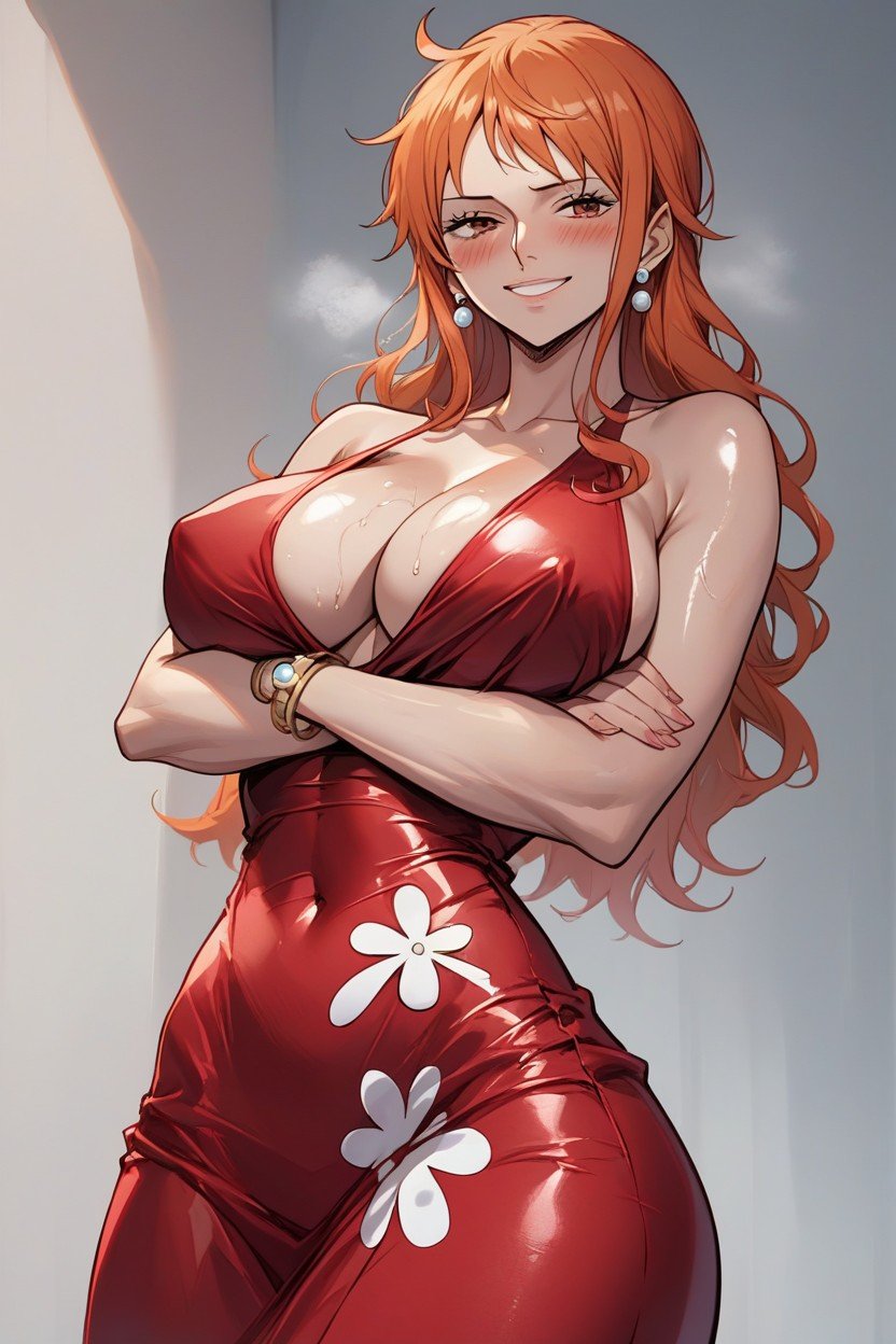 Form Fitting Clothes, Nami From One Piece, Oiled Skin Hentai AI Porn