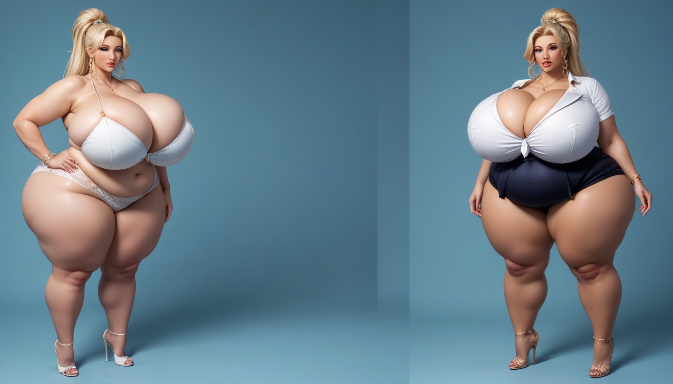 Extremely Large Ass, Bimbo, Unreal Sized Ultra Mega Gargantuan Mega Huge Mega Fat Sized Breasts BBW AI Porn