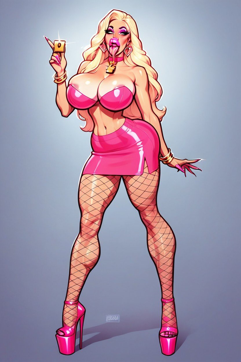 Drooling, Bimbo, Pink FishnetsPorno IA Furry