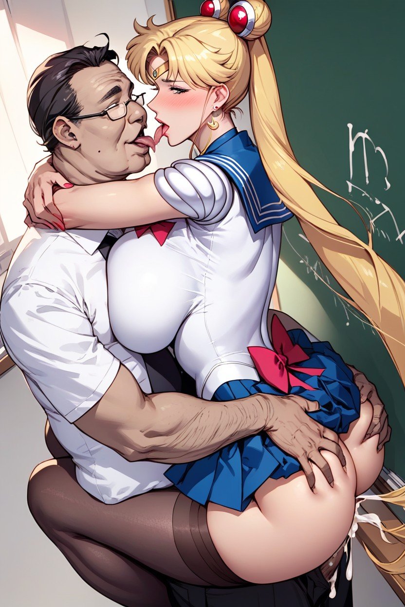 De Cima Para Baixo, Sailor Moon Outfit, Teacher Travesti IA Pornô