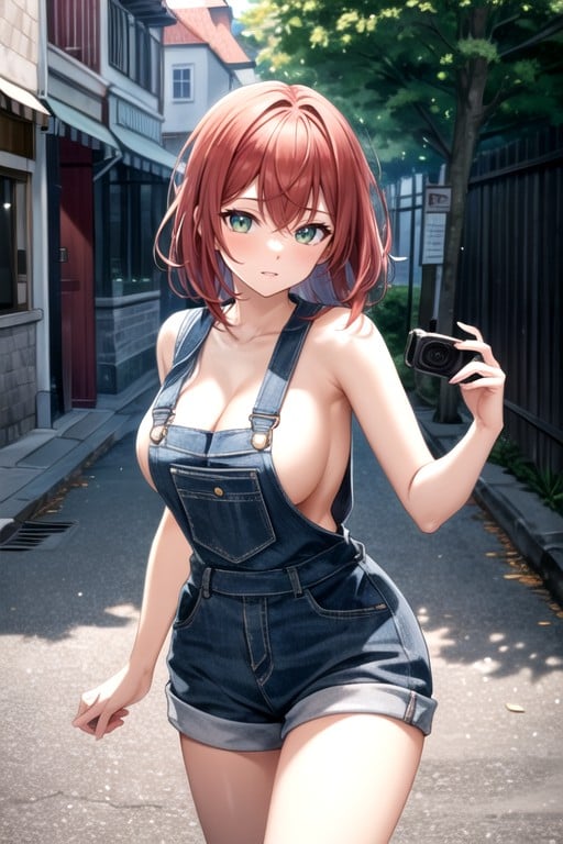 Cutoffs, Red Hair, Green Eyes Hentai AI Porn