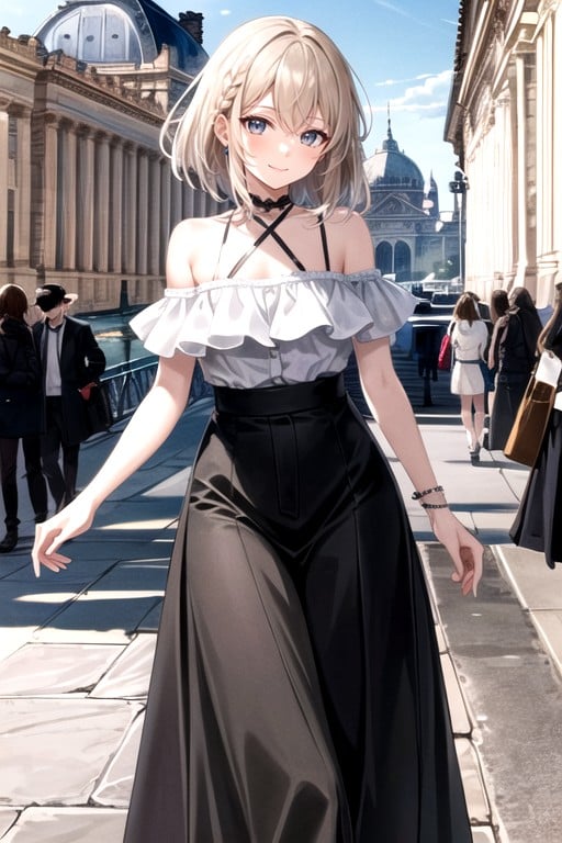 Louvre Museum, Ultra Detailed, Black SkirtニューハーフAIポルノ