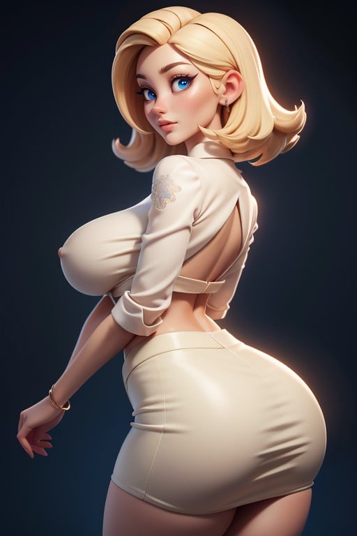 Beautiful Blonde, Massive Ass, Sexy Pose AI Porn