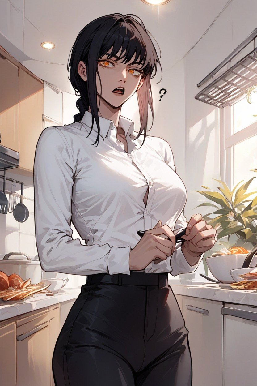 White Office Shirt, Cute, Kitchen Furry AI Porn