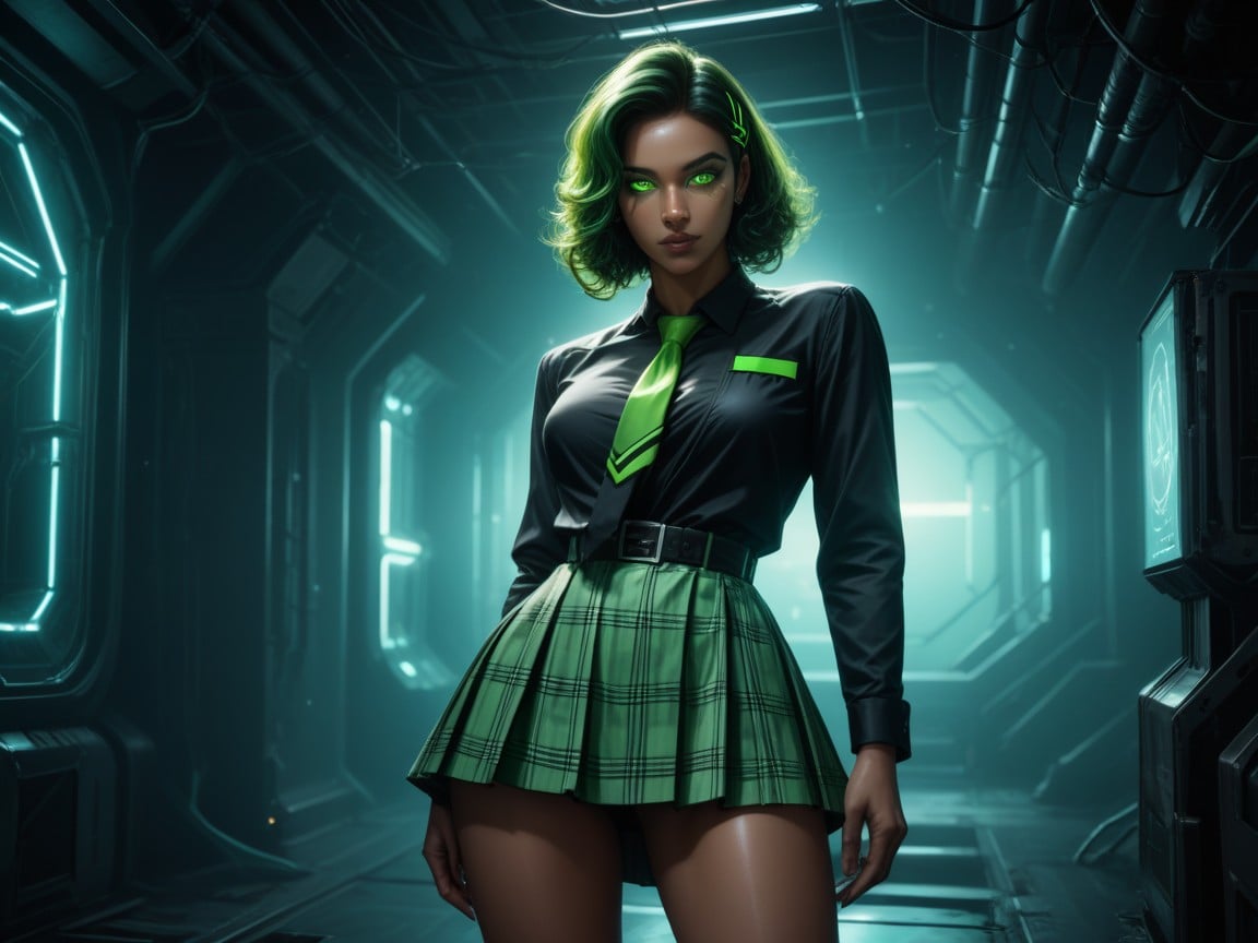Black Curly Hair, Sci-fi, High Brightness Effect Latina AI Porn