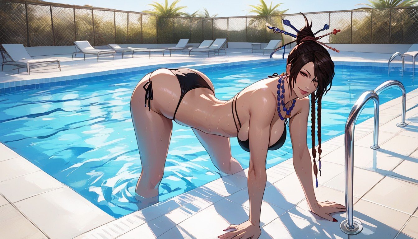 In Swimming Pool, Bunda Pequena, Peito Grande Hentai IA pornografia