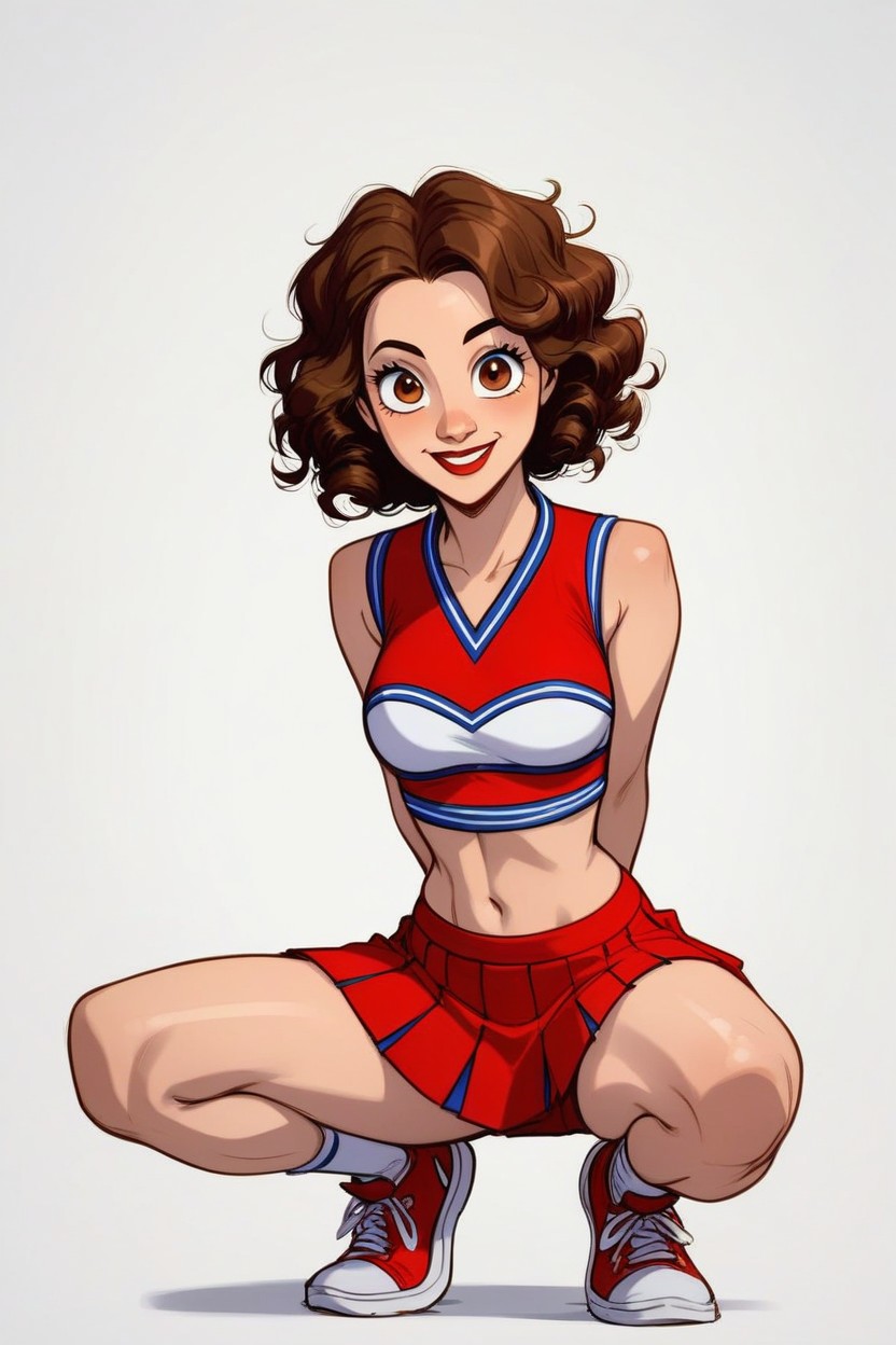 Brown Eyes, Waist, Squatting AI Porn