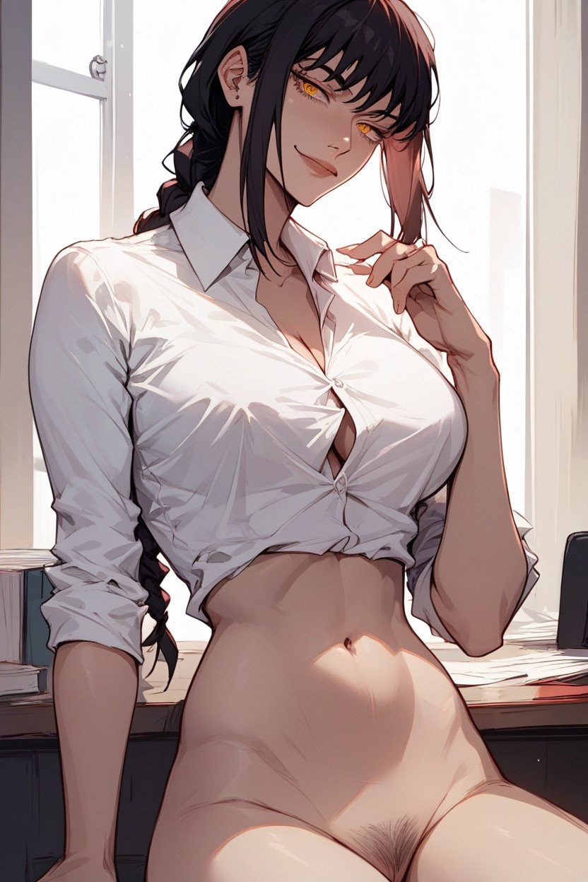 Makima From Chainsaw Man With Black Hair, No Panties, No Pants人妖AI色情