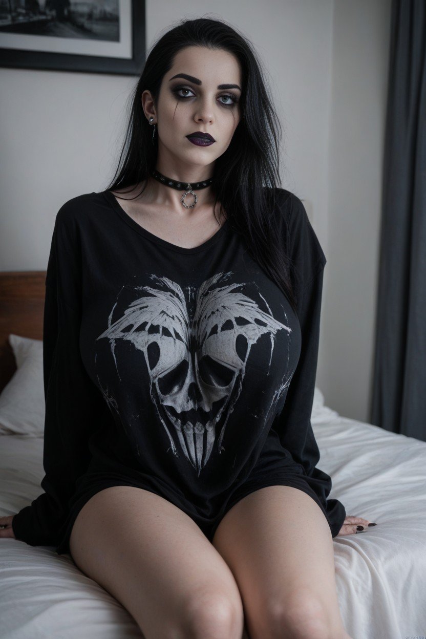 Wearing Oversized Tshirt, Goth Woman, 18+ニューハーフAIポルノ