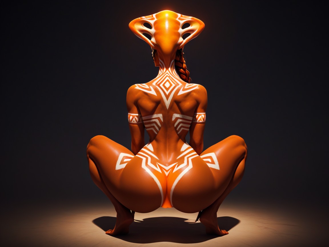 Alien Shaman Woman, Swirling Energy Fields, Womans Head Tilted Upward Porno IA latina