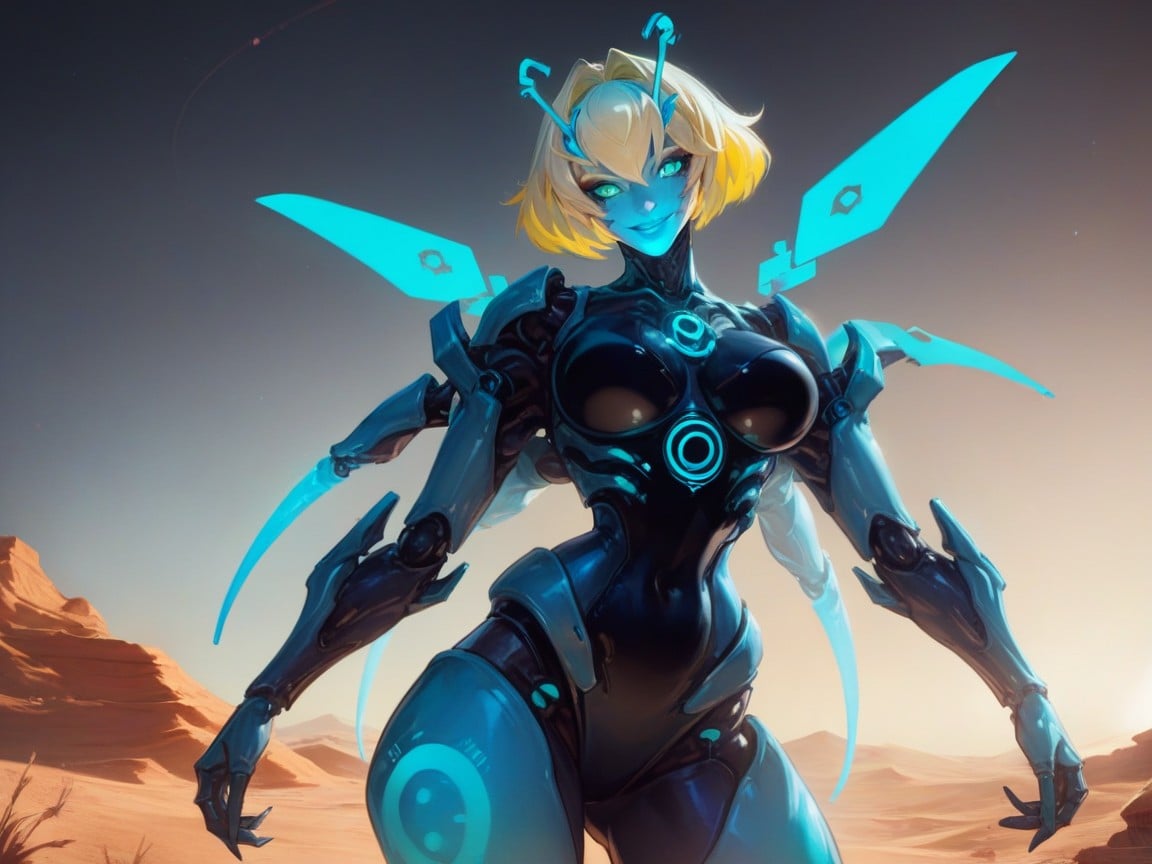 Blonde Pixie Hair, Nsfw, Neon Lighting Hentai AI Porn