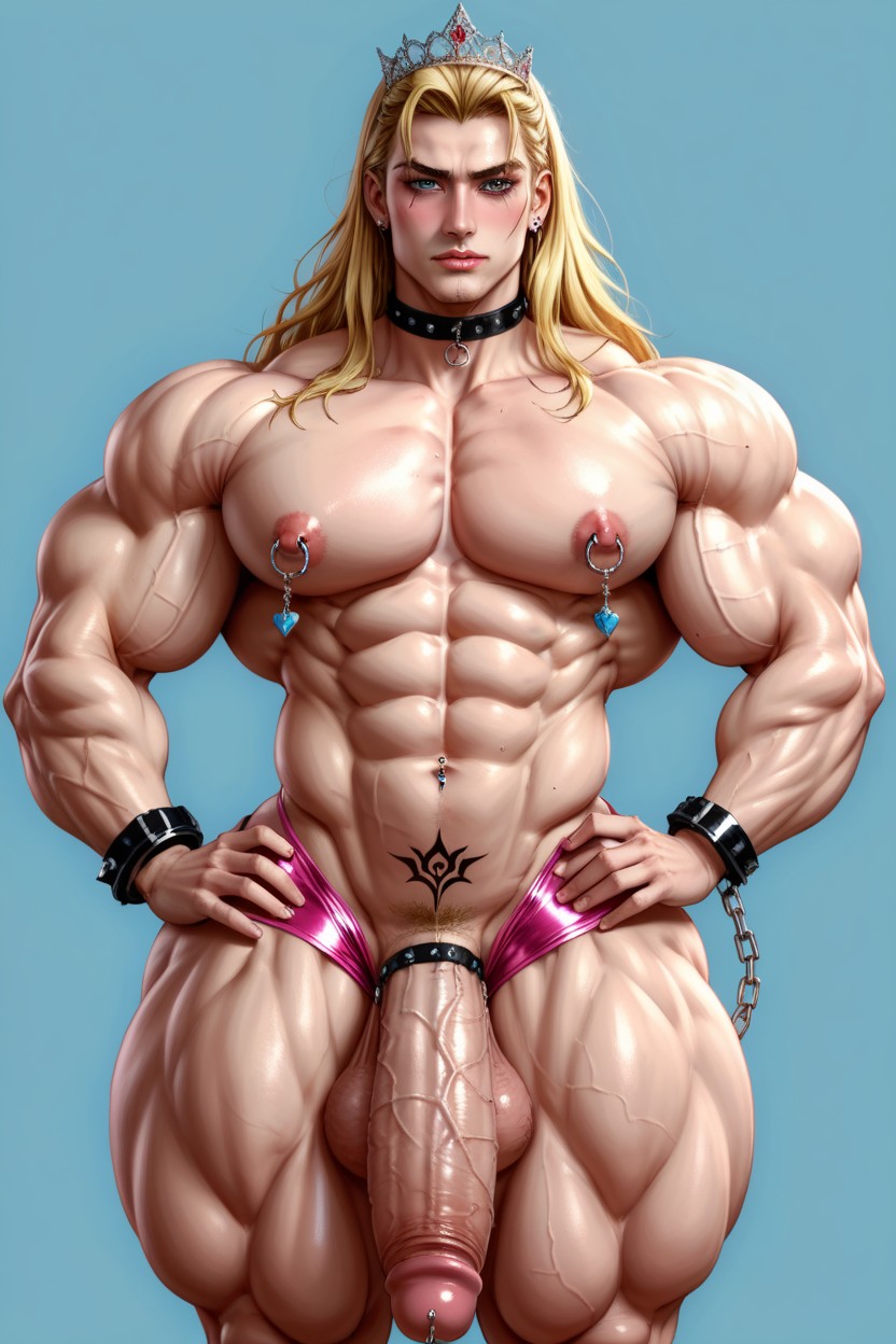 Hyper Muscular Men With Giant Hips, Rear View, Gigantic AI Gay Porn