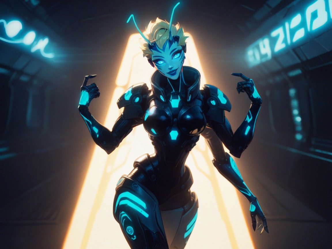 High Color Contrast, Sci-fi, Rounded High Breasts Hentai AI Porn