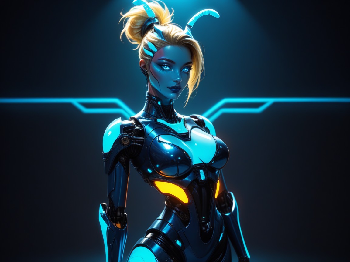 Planeta Alienígena, Blue Hair Highlights, Rounded Hips Porno latina IA