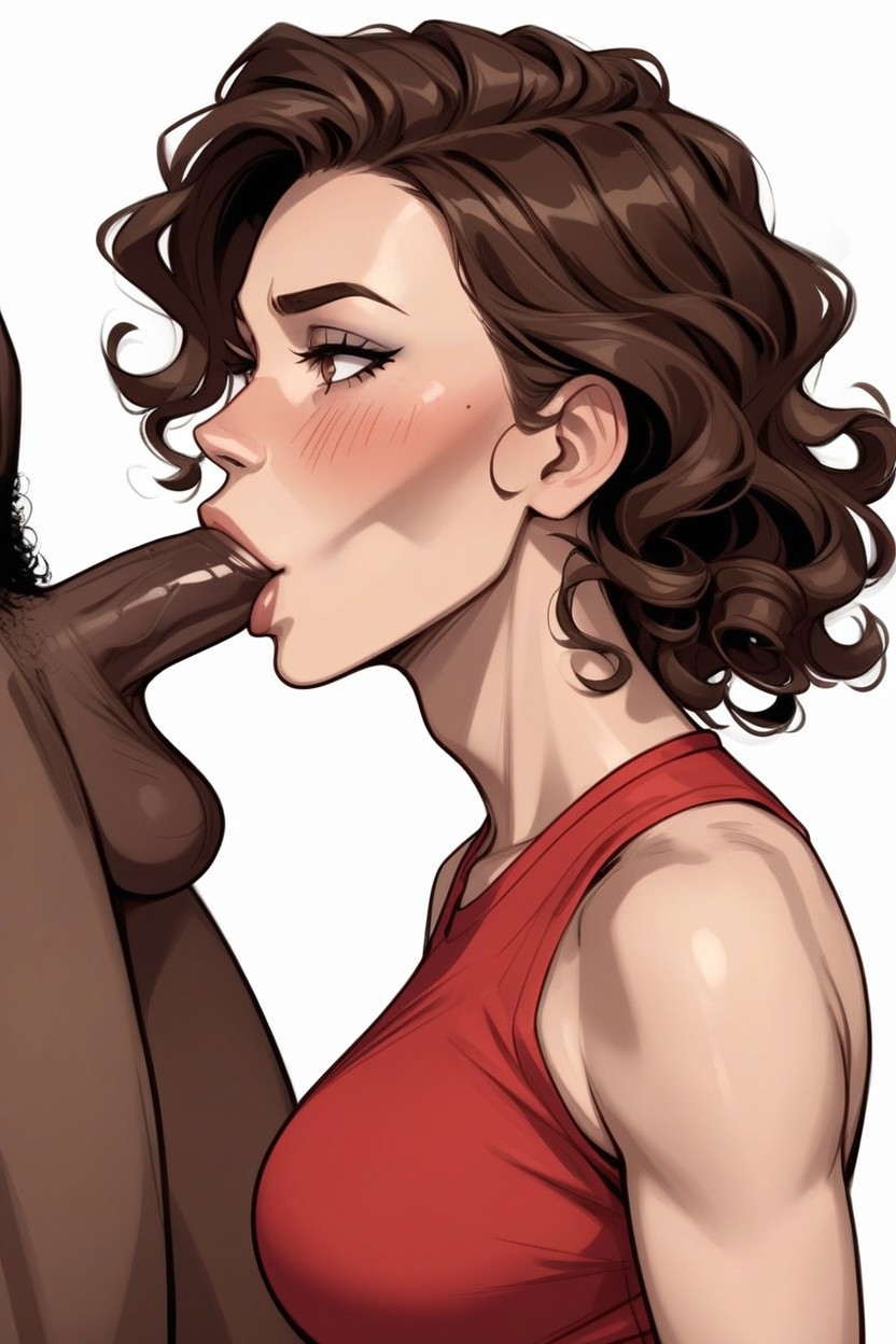White Background, Curly, Arms AI Porn