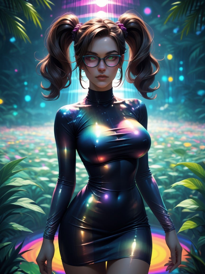 Lush Meadow, Tight Psychedelic Dress, Psychedelic Lights Travesti IA Pornô