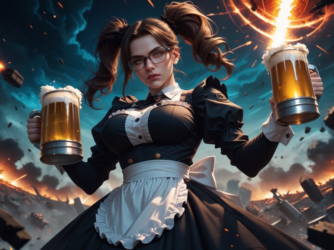 Brunette Pigtails, German Barmaid Outfit, Chaos人妖AI色情