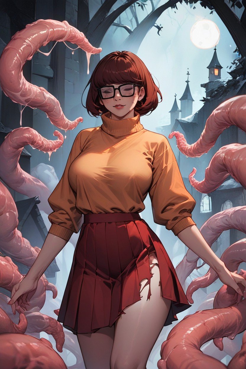 Velma Dinkley, Haunted House, Ripped Clothes Shemale AI Porn