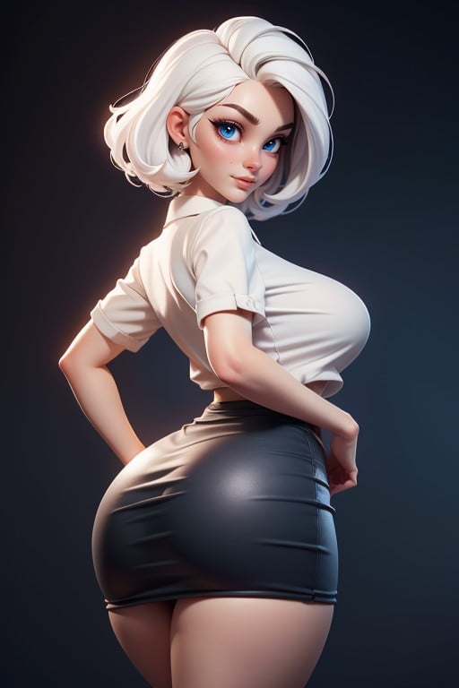 3d (cartoon), White Hair, White Hair Bob AI Porn