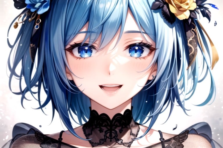 Blue Eyes, Cute, Blue Hair Furry AI Porn