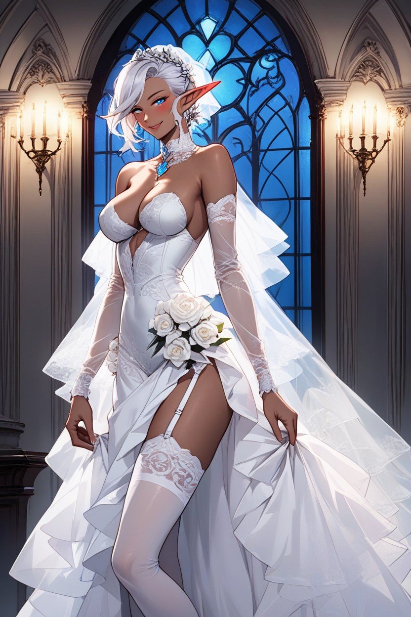 Wedding Dress, 精灵短发, 霓虹灯人妖AI色情