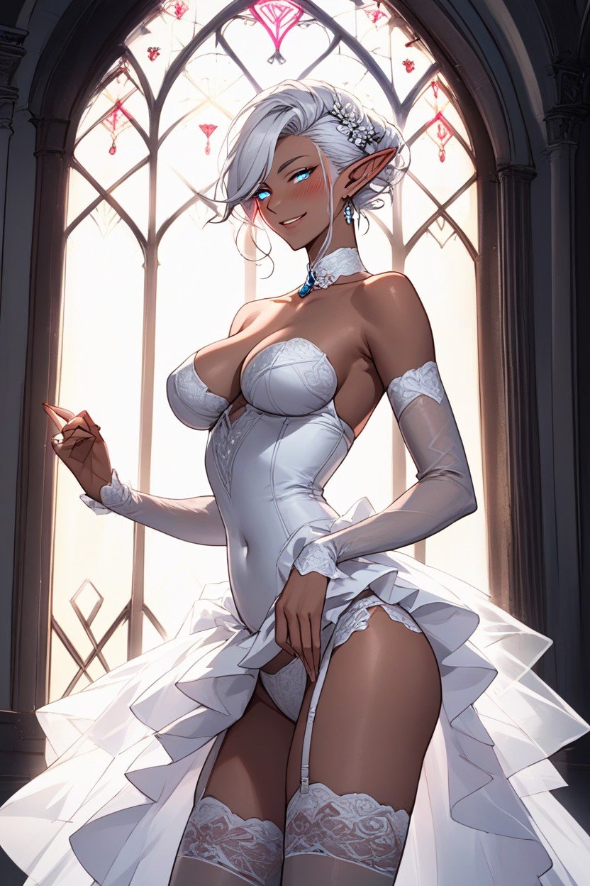 Vestido De Casamento, Olhos Azuis, Tan Skin Hentai IA pornografia