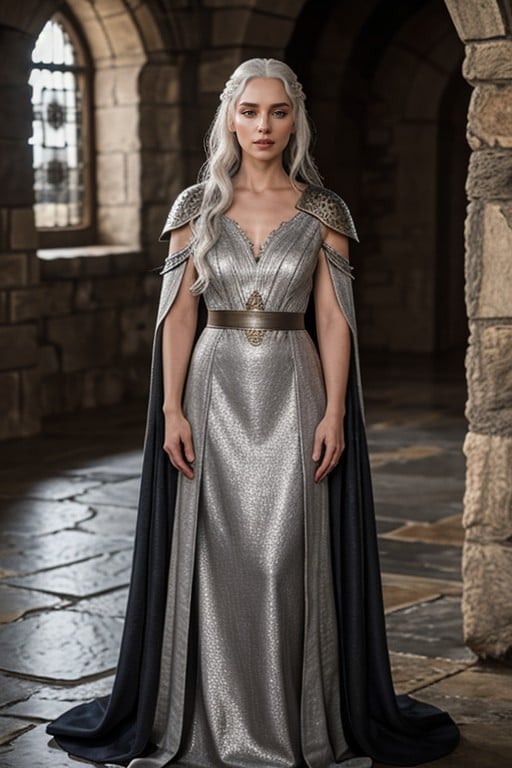 Dressed As Rhaenyra Targaryen Gown, House Of The Dragon, Silver Hair쉬메일 AI 포르노