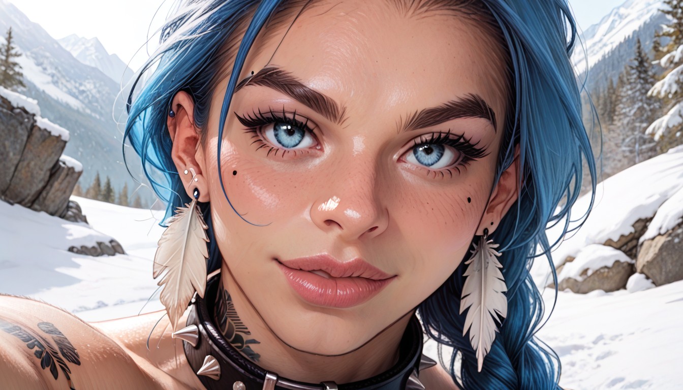 Blue Hair, Heavy Breathing, Snow AI Porn