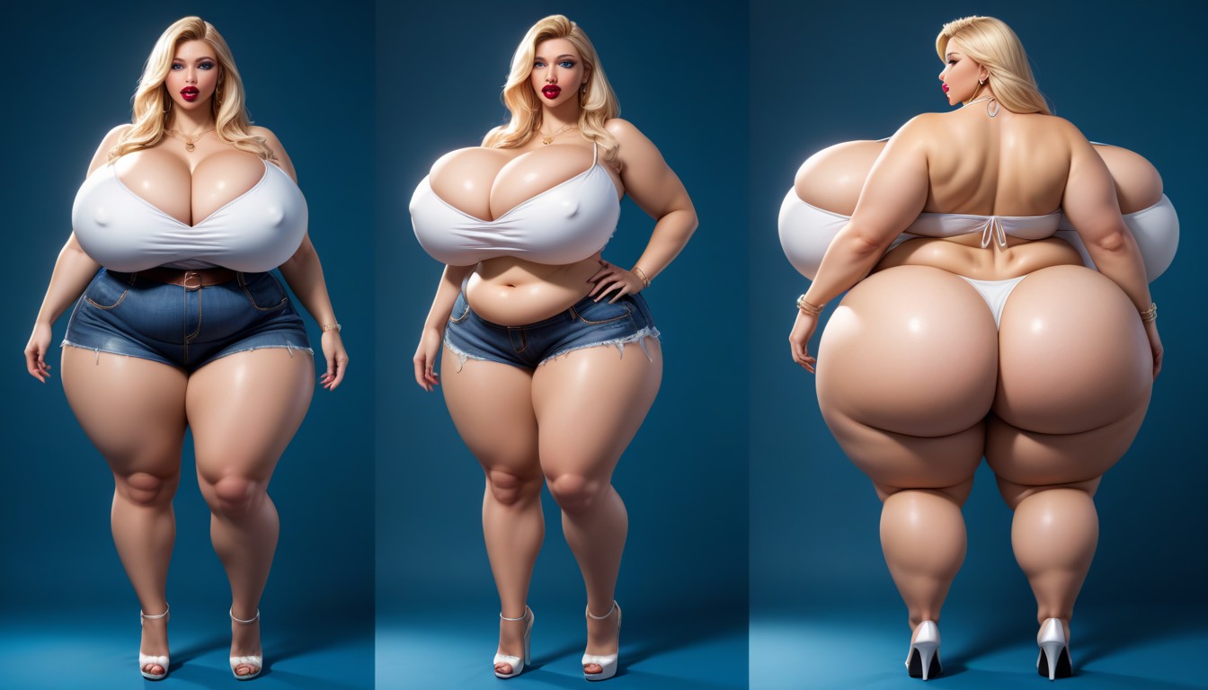 Breast Expansion, Multiple Views, Breasts Swelling Expanding Growing Enlarging So Much More And More With Weight Gain BBW AI Porn