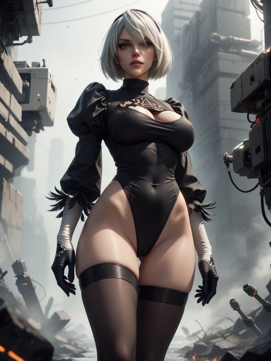 B From Nierautomata With Her Clothes, Standing쉬메일 AI 포르노