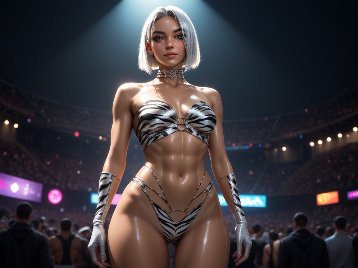 림 라이팅, Wearing Silver Tiger Print Alien Clothes, 흰색 라틴 AI 야짤