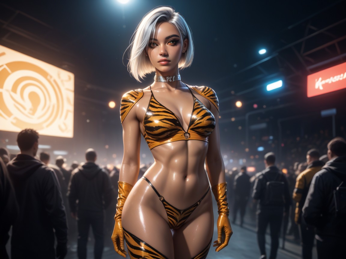 Squared Torso, Holographic Accessories, Golden Brown Tan Skin Porno latina IA