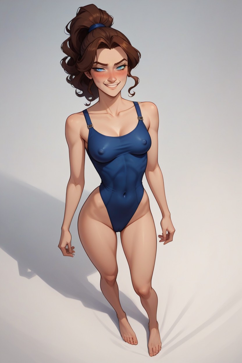Lanky Legs, Natural Breasts, Blue Eyes AI Porn