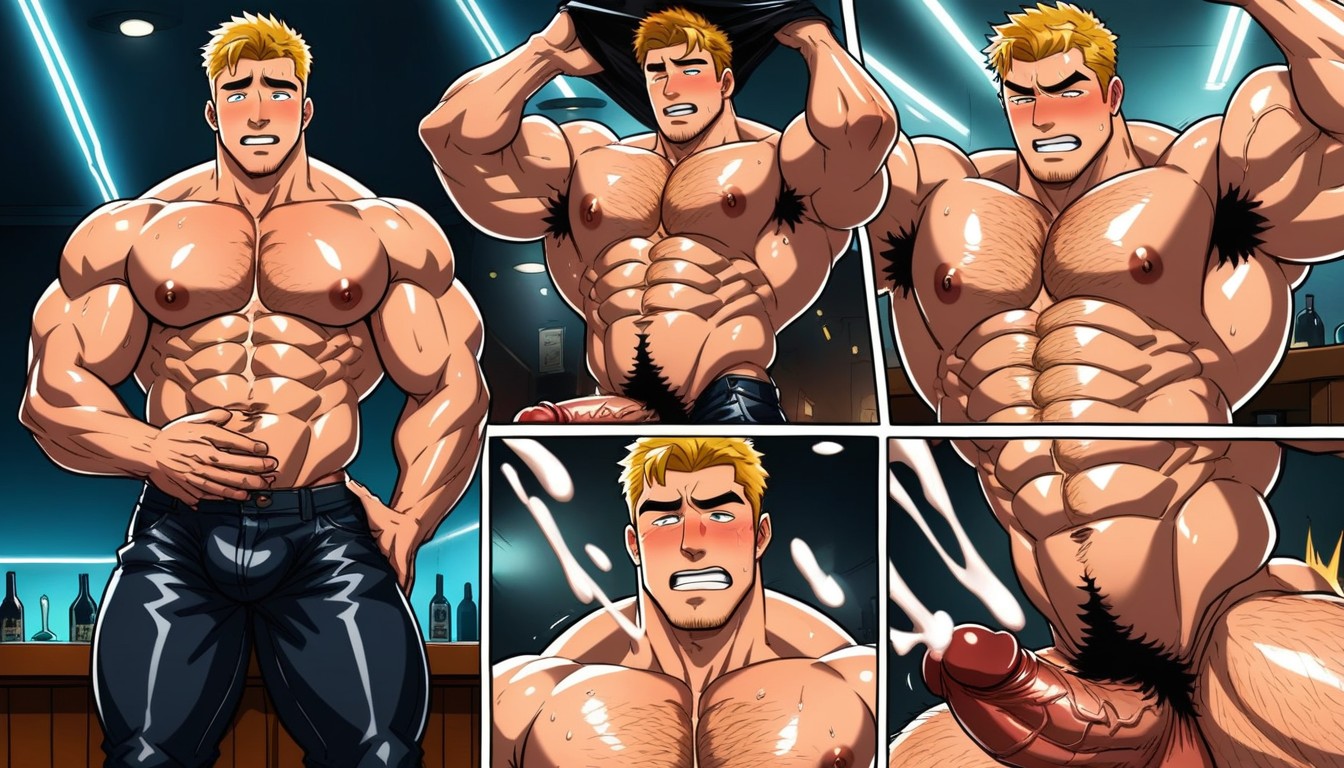 Thick Line Art, Orgasm, Clothes Falling Off AI Gay Porn