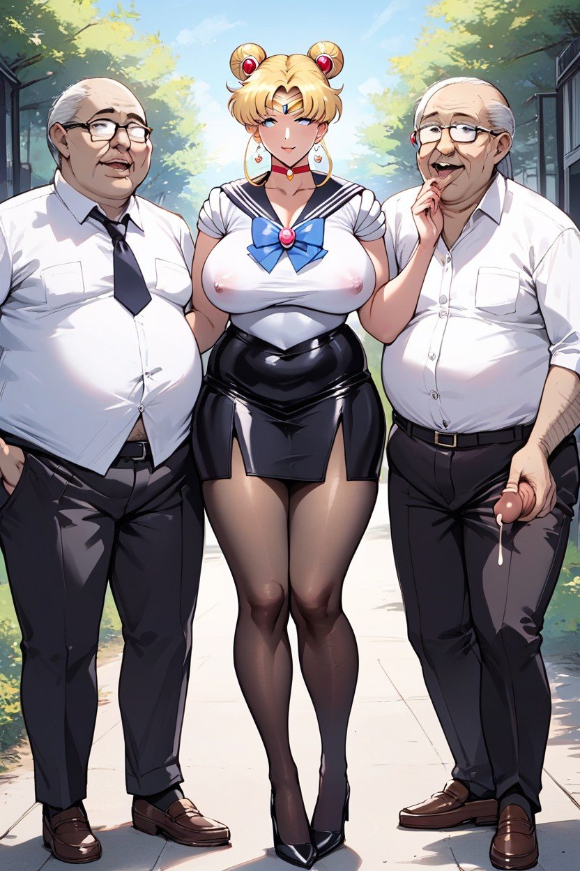 Big Breasts, Ugly Fat Old Man, Wide Open EyesニューハーフAIポルノ