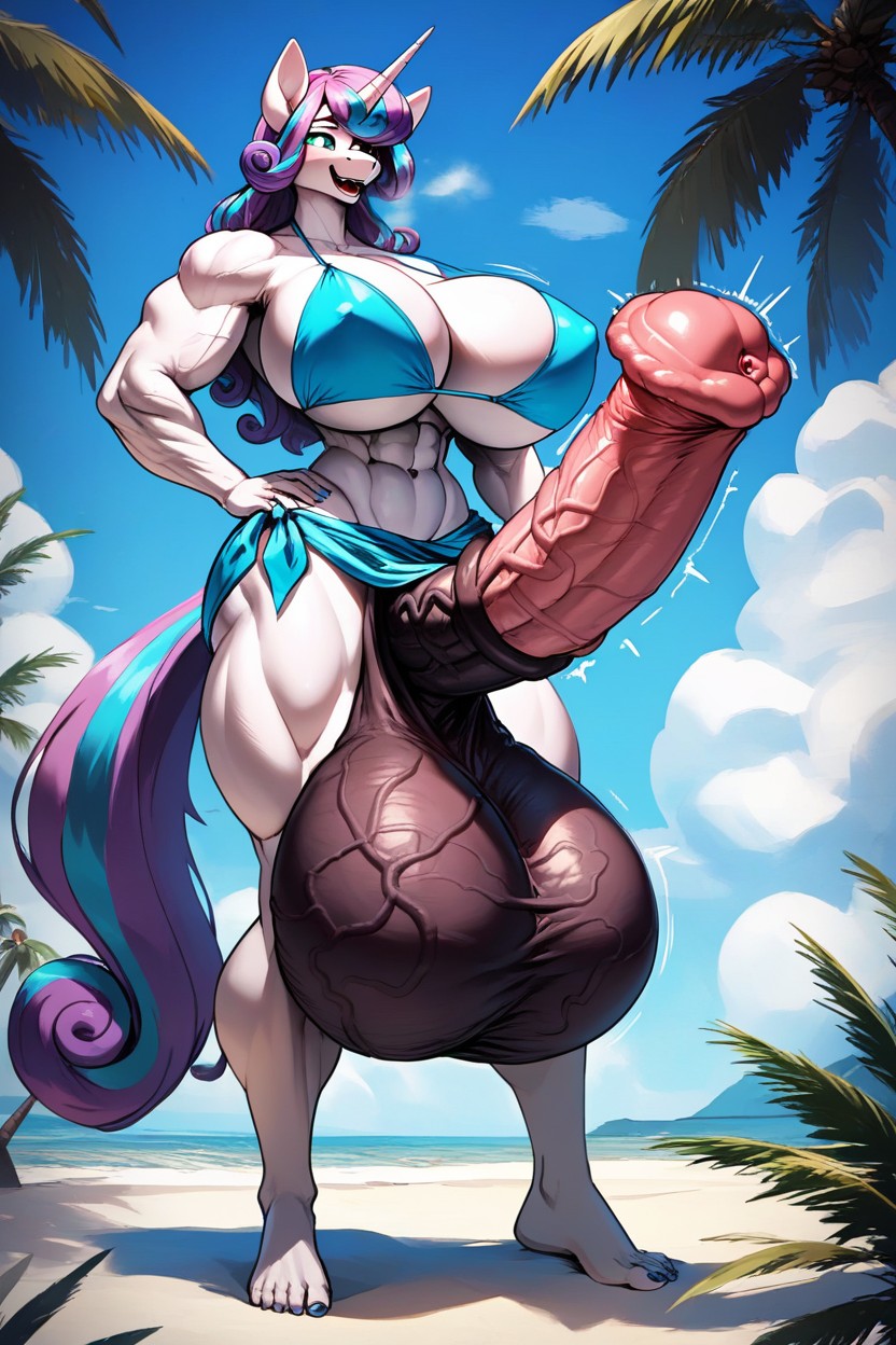 Beach, Massive Breasts, Throbbing Veins Furry AI Porn