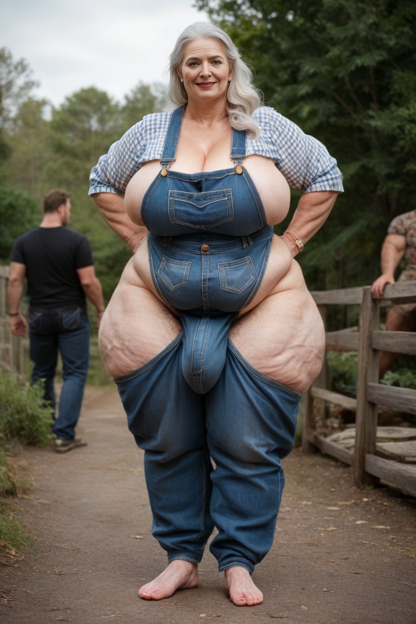 Ssbbw, Huge Round Thighs, Checkered Shirt AI Porn